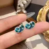 Brincos de Borracha Borboleta com Contorno de Diamante Crocante em Formato de Coração Gota d'Água Super Fada Luxo Leve Laço de Amor Azul Londres para Mulheres