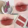 Kobeleen Brilho Labial de Cor Duradoura com Ponta Dupla Nude Espelhado Brilho Aquoso para Lábios Glost Labial Maquiagem Leve Lábio Falso Simples Volumoso Batom