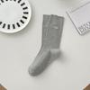 Calcetines holgados para mujer Estilo ballet Algodón para otoño e invierno Calcetines con botones de lazo Calcetines Miu de media pantorrilla Estilo coreano Calcetines para mujer
