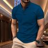 Polo de Verano 2025 para Hombre Europeo y Americano con Cuello Henley, Camiseta con Botones Deportiva de Color Puro Casual de Manga Corta de Secado Rápido para Hombre