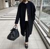 Nuevo Estilo Otoño/Invierno 2026 Lotte Ins Más Vendido Holgado Adelgazante Casual Simple Abrigo de Pierna Recta Abrigo de Color Sólido para Mujer