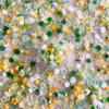 Verde Primavera y Amarillo Joyería para Uñas Verde Mezclado con Cinco Flores Lazo de Amor Bolsa de Material para Arte de Uñas de Hada