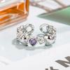 Anillo de apertura con forma de corazón de diamante morado para mujer, diseño de nicho, anillo de gas de tritio con reflujo, nuevo anillo para mascotas Tide 2023