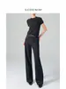 Jeans de Mezclilla Otoñales de Cintura Alta para Mujer, Pantalones Rectos de Pierna Ancha Color Original 25, Nuevo Estilo de Otoño, Estilo de Ropa de Trabajo Delgado y Holgado