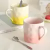 Taza de Cerámica de Color Degradado para Hombres y Mujeres Tazas de Pareja Estilo Ins para Oficina Taza de Color Degradado