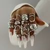 Joyería Yongge Anillos Abiertos Irregulares de Moda y Únicos Conjunto de Anillos de Superficie Lisa Exagerada con Línea de Lava Irregular