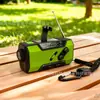 Rádio multi-funcional de prevenção de desastres de emergência com manivela manual portátil para exterior alimentado por energia solar