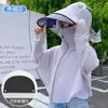 Roupa de Proteção Solar Infantil Seda Gelada 2026 Verão Proteção UV para Meninas e Meninos Estilosa Fina Respirável com Capuz Roupa de Proteção Solar