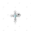 Estilo Gótico Retro Patrón Floral Zirconia Incrustada Cruz Barra de Aleación de Titanio Cartílago de la Oreja Stud Piercing Pendiente