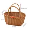 Cesta de picnic cuadrada de plástico tejido con imitación de ratán, asa, cesta de imitación de ratán, cesta de compras, cesta para verduras, cesta para recoger fruta, cesta para frutas y verduras