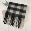 Bufanda de Invierno para Mujer, Chal Versátil, Doble Uso, con Borlas, Cuadros, Doble Cara, Estilo Coreano, Engrosada, Cálida, Imitación Cachemira, Bufanda Larga