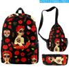 2023 Nuevo Temporada Escolar Transfronteriza Campus Estudiante Mochila Flor Calavera Set Bolso Escolar Estuche