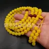 Regalo de Transmisión en Vivo: Pulsera Grande de Cera de Abejas, Color Amarillo Grasa de Pollo Cera de Abejas Cuentas Cilíndricas, Pulsera Redonda, Joyería de Ámbar de Cera de Abejas de Segunda Generación