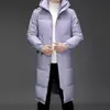 Nueva chaqueta larga de plumón para hombre 90% plumón de ganso, casual, cálida, a la moda, abrigo moderno