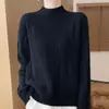 Suéter de Lana Gruesa con Trenzas de Cuello Alto para Otoño e Invierno, Jersey de Punto Grueso de Color Sólido Holgado de Manga Larga, Nuevo Estilo