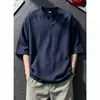 Camiseta masculina de verão fina e respirável na cor damasco, feita de Tencel com aparência de linho, estilo "old money", toque semelhante ao linho, secagem rápida, ombro normal, manga curta
