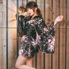 Kimono japonés femenino 2022 verano discoteca sexy traje de escenario cuello en V vestido floral una generación de cabello escenario