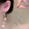 Brincos de Argola com Franjas Levemente Luxuosos e de Alta Qualidade para Mulheres Sem Furos na Orelha, Brincos Únicos e Deslumbrantes, Brincos Longos Super Bonitos para Outono e Inverno