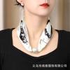 Colar de Pérolas Elegante Estilo Chanel Lenço de Seda Pingente Clavícula Primavera e Verão Vértebra Cervical Lenço Pequeno Feminino Lenço de Camisa