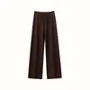 Pantalones de Punto Gruesos para Mujer Otoño e Invierno 2025 Cintura Alta Sueltos Estilizados Costura Central Suaves y Sedosos Cachemir Pantalones de Pierna Ancha para Usar como Ropa Exterior
