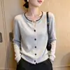 Cárdigan de Punto con Borde de Contraste para Mujer 2026 Otoño/Invierno Nuevo Versátil Botón Manga Larga Superior Sensación de Alta Gama Jersey que Reduce la Edad Tendencia