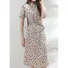 Vestido de Seda de Lunares 2026 Verano Nuevo Estilo Francés Elegante Ropa para Mujer Manga Corta Longitud Media Vestido de Seda