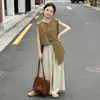 Calça larga de novo estilo conjunto de duas peças moderno para crianças mais velhas, versão coreana roupa de menina estudante 2026 para crianças, roupas finas de verão para meninas