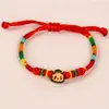 Festival del Bote del Dragón pulsera de cuerda colorida tejida a mano ajustable variedad de dibujos animados universal para niños y adultos cuerda de mano roja