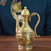 Hongda Dragão e Fênix de Latão Completo Trazem Auspiciosidade Pote de Vinho de Cobre Pote de Vinho das Cem Bênçãos Estátua para Adoração Pote de Vinho Casa Interior Vaso de Cobre Presente