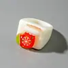 Serie Navideña Transfronteriza Europea y Americana Caja de Regalo con Campana Muñeco de Nieve Anciano Reno Cuadrado Retro Juego de Anillos de Resina
