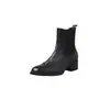 Botas Chelsea de Couro Genuíno de Alta Qualidade Estilo Britânico para o Dia a Dia Inverno 2026 Salto Médio Grosso Bico Redondo Botas de Cano Curto de Couro Genuíno para Puxar Femininas