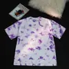 Camiseta tie-dye lavada de algodón puro de peso pesado de 230 g, retro transfronteriza, talla grande, corte holgado, hombros caídos, manga corta moderna, venta al por mayor
