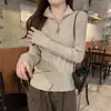 Suéter de punto elegante con cremallera y cuello semi-alto para otoño e invierno, con un tacto de alta gama, top básico elegante de manga larga para mujer