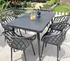 Conjunto de Mesa y Sillas Moderno para Exterior para Área de Ocio en Balcón, Mesa Redonda de Acero al Carbono para Patio al Aire Libre, Muebles de Plástico para Uso en Exterior de Tienda de Té de Leche