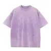 Camiseta Lavada Vintage de Algodón Puro Pesado con Diseño de Copo de Nieve Teñido con Cera, Talla Europea Holgada, Camiseta Publicitaria Estilo Americano Transfronteriza, 240g