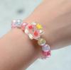 Pulseira de Pérolas Infantil Fofa Menina Desenho Animado Animal Flor Princesa Pulseira Elástica de Contas Pulseira