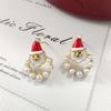 Pendientes de Perla de Muñeco de Nieve y Santa 2024 Nuevo Diseño de Nicho Estilo Exquisito de Gama Alta La Joyería Más Fácil de Combinar para Mujeres