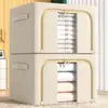 Caixa de Armazenamento com Estrutura de Aço, Tecido Oxford, Grande Organizador de Roupas Fácil de Usar, Caixa de Armazenamento Dobrável Multifuncional para Guarda-Roupa, Caixa de Armazenamento