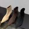 Nuevas botas cortas para mujer para primavera y otoño, de tacón alto, nuevas botas cortas blancas de punta fina y tacón medio, ajustadas