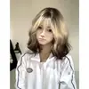 Peruca de Cabelo de Seda para Mulheres, Peruca de Cabeça Inteira, Cabelo Curto Cacheado Lolita, Cachos Relaxados, Peruca de Cabeça Inteira da Moda