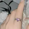 Versa Joias 23 Novo Anel Simples de Moda Coração Banhado a Ouro 18K Imitação Moussaint Brilliant Anel de Diamante Rosa 8*8