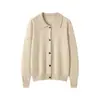 Elegante y estiloso cárdigan de mezcla de lana y cachemira con cuello tipo polo, suéter de cachemira holgado y versátil, camiseta básica de punto para otoño e invierno