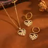 Accesorios de Circonita Cruzada Cuentas Redondas de Colores Collar con Corazón Pendientes Personalidad de Mujer Acero Inoxidable Collar Pendiente Set