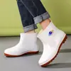 Botas de chuva brancas, resistentes a óleo, ácidos e álcalis, antiderrapantes, de cano alto, adequadas para fábricas de alimentos, botas de trabalho sanitárias, botas para água rasa, sapatos de trabalho unissex para chefs