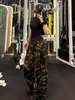 Calça Cargo Camuflada Retro de Paraquedista da High Street Americana Outono Moda de Rua Marca Solta Versátil Casual Reta de Perna Larga