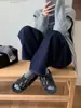 [] Zapatillas de felpa con suela gruesa de cuero esmerilado y pelo de lana para mujer, calzado de exterior 26 Otoño/Invierno, zapatillas de algodón retro sin cordones