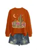 Amazon eBay Loja Independente Moda Casual Versátil Feminino Cacto Lua Estrelas Montanha Outono Inverno Moletom