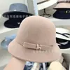 Chapéu de Pescador de Lã Estilo Hepburn para Mulheres, Chapéu Estilo Pequena Fragrância Retrô Francês, Chapéu Elegante de Senhora