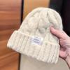 Gorro Frio Azul Klein Personalizado Circunferência da Cabeça Grande Gorro Tricotado Slouchy para Mulheres no Outono e Inverno com Padrão Sarjado Grosso Chapéu de Fio da Moda