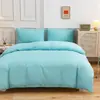 Juego de ropa de cama de cuatro piezas para comercio exterior transfronterizo, funda de edredón de color sólido de una sola pieza, sábana bajera, funda de almohada